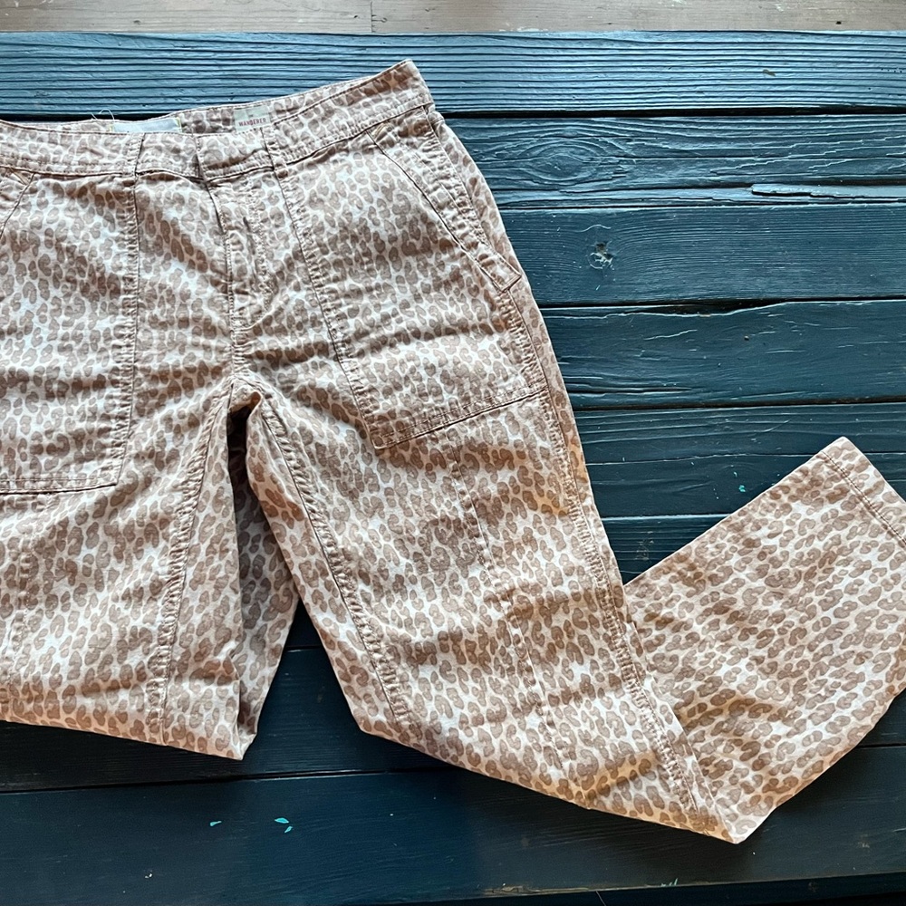 Anthropologie Tan Leopard Cargo Pants The Wanderer 27x27.5” Boho Fun Print